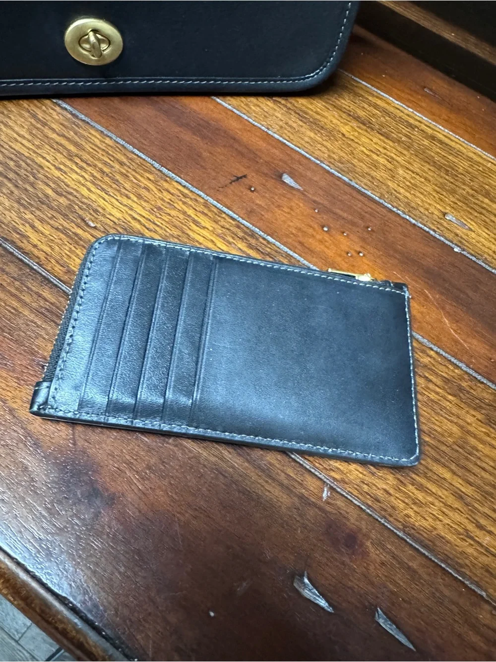 Coach Black Leather card slim wallet